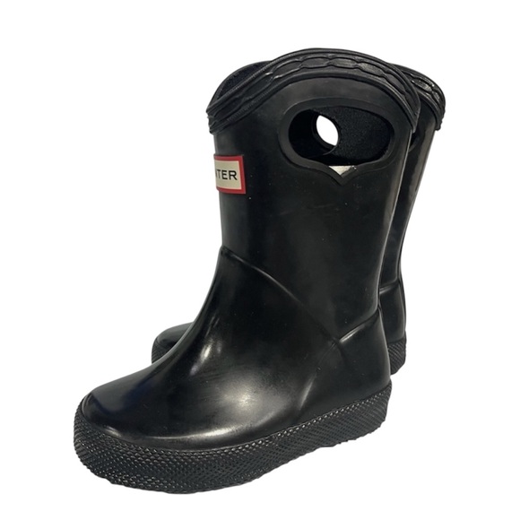 HUNTER Original First Classic Grab Handle Rain Boots | Kids | Black | Size US 5 - Picture 3 of 7